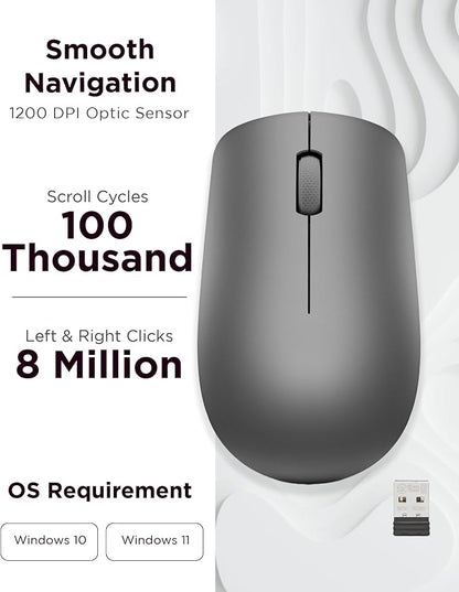 Lenovo 530 Full Size Wireless Computer Mouse - Image 3