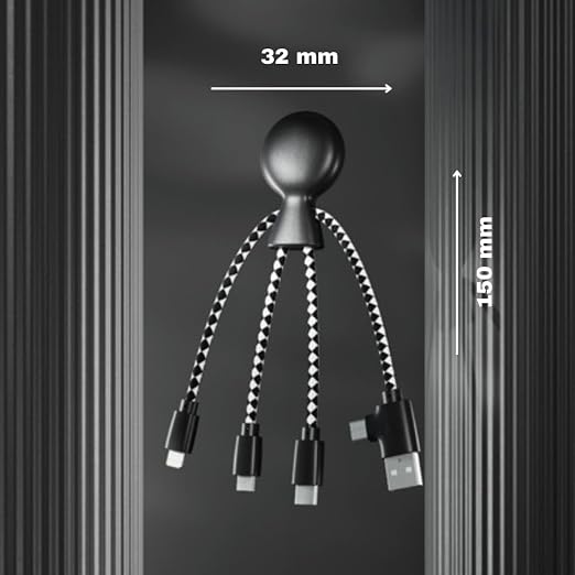 Mr Bio 4 in 1 Multi USB Cable Octopus Design Black - Image 7