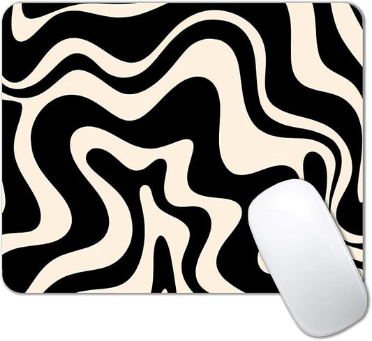 IMAYONDIA Black and White Mouse Pad, Liquid Swirl Retro Mouse Pad, Abstract by IMAYONDIA