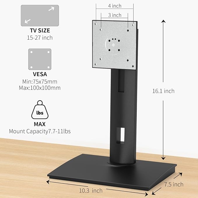 Vesa Monitor Stand with Spring-Adjustable Height, Rotation Vesa Stand, - Image 6
