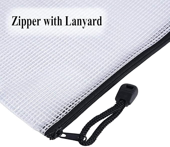 Oaimyy-24 Pcs Plastic Mesh Zipper Pouch Document Folders Bag Zip File Folders - Image 9