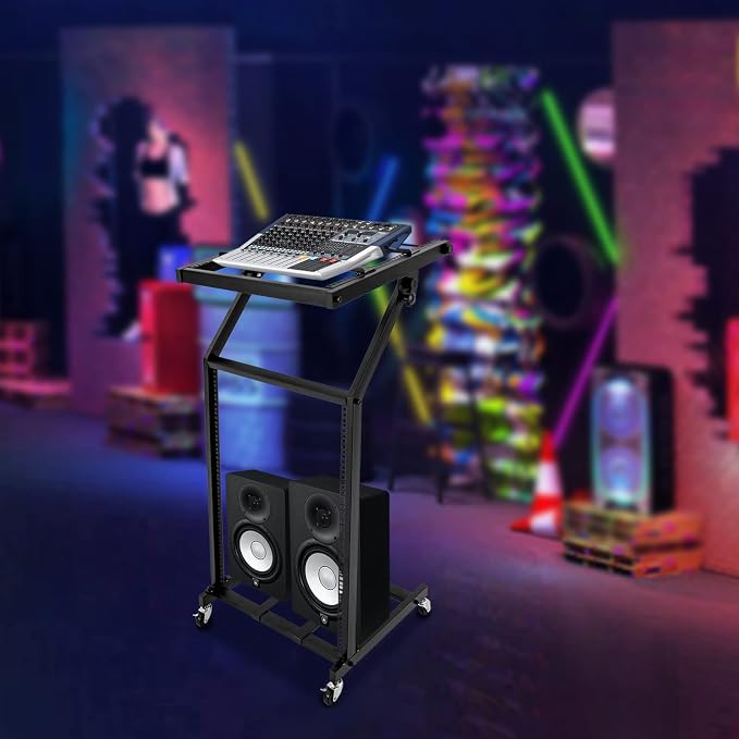 16U Professional DJ Stand Rack Mount DJ Mixer Stand Adjustable Stage Cart - Image 7