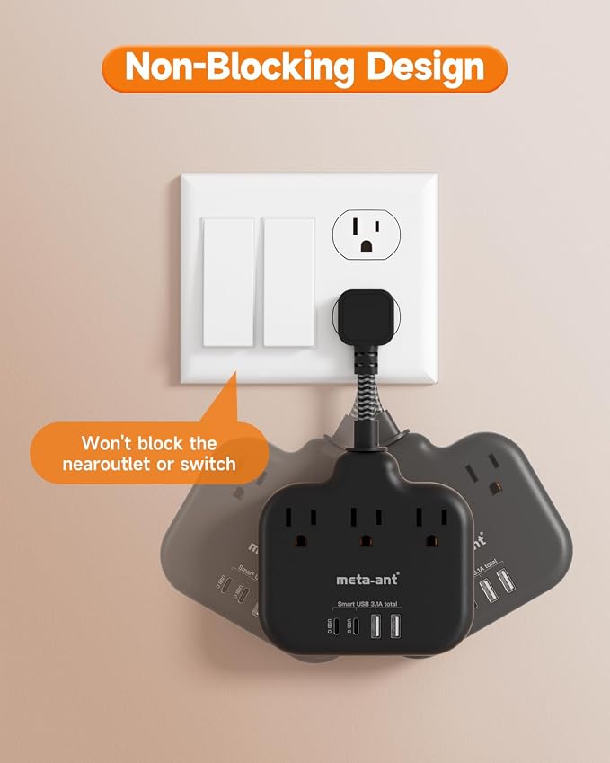 Short Extension Cord 2 inch, Short Cord Power Strip - Image 4