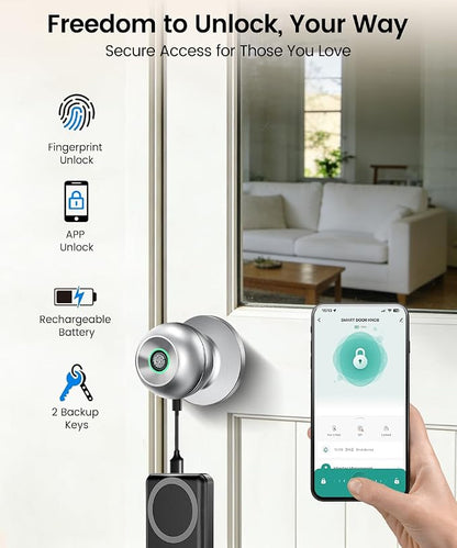 Fingerprint Door Lock, Smart Fingerprint Door Knob - Image 2