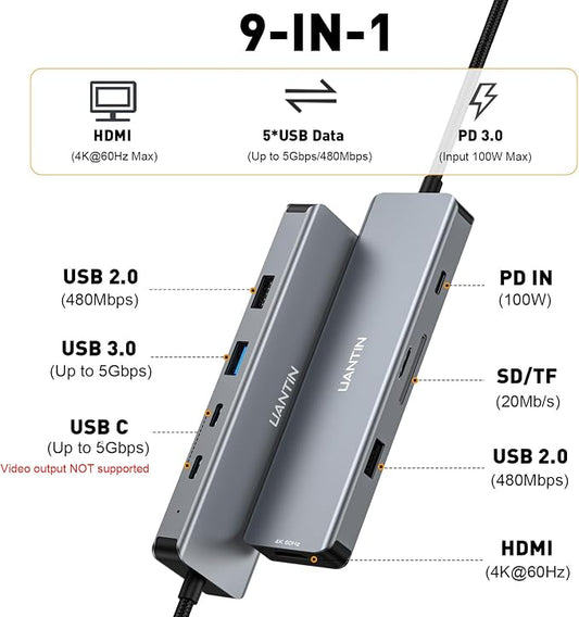 9-in-1 USB C Hub, 4K60Hz HDMI Multiport Adapter - Image 2