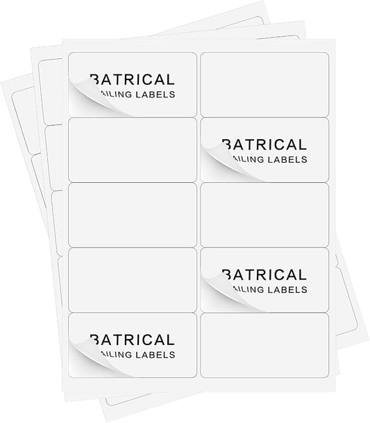 Batrical 2" x 4" Shipping Labels, 1000 Labels, Matte Finish, 10 per Sheet by Batrical