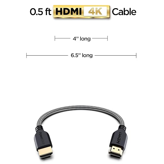 PowerBear 4K HDMI Cable 0.5 ft | High Speed, Braided Nylon & Gold Connectors - Image 2