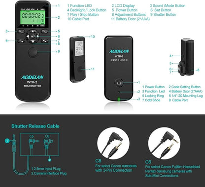 AODELAN Camera Wireless Shutter Release Timer Remote Control - Image 8
