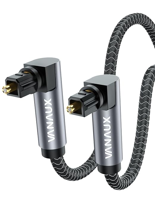 VANAUX Double 90 Degree Optical Cable, 6.5ft SPDIF Audio Optical Cable by VANAUX