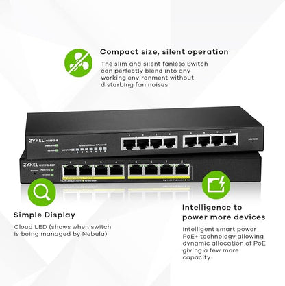 Zyxel 8 Port PoE Switch | Smart Managed | Gigabit Network Ethernet Switch | 8X - Image 3