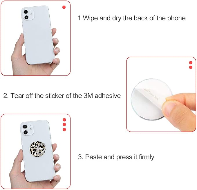 Bonoma Phone Ring Holder, 3 Pack Leopard Pattern Universal Finger Ring Stand - Image 6