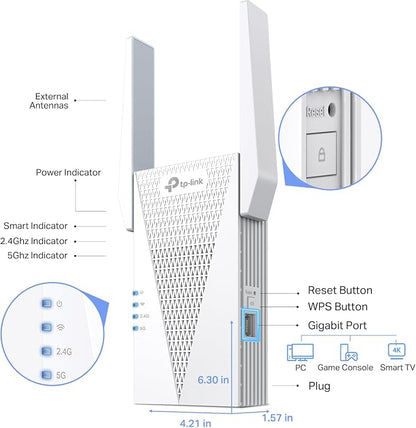 TP-Link RE615X AX1800 WiFi 6 Range Extender w/Ethernet Port | 1.8G Dual-Band - Image 2
