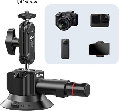 UURig SC-01 Suction Mount 3" for Vlogging Action Camera Car w Smartphone Clamp - Image 5