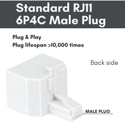 Phone Line Splitter, 2 Pack RJ11 6P4C Telephone Jack Adapter 1 Male to Dual - Image 7