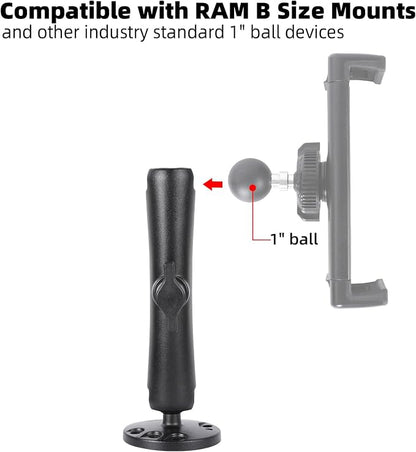 1" Ball Double Socket Arm with AMPS Hole Round Plate Base, Aluminum Alloy - Image 3