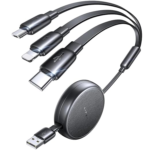 LISEN Multi Charging Cable, 3 in 1 Charging Cable, Retractable Car Charger by Lisen
