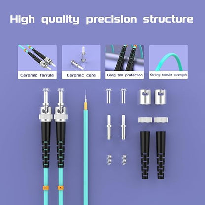 OM3 Fiber Patch Cable ST/UPC to ST/UPC 6ft/1.8meters 10BG/Gigabit Multimode - Image 4