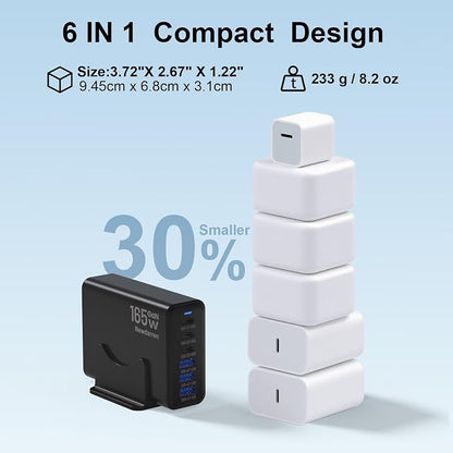 165W GaN USB C Charging Station, 6-Port Desktop Charger - Image 5