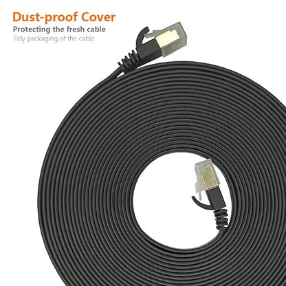 Cat7 Ethernet Cable 50FT-Black-10Gbps High Speed Ultra Slim Outdoor&Indoor - Image 7