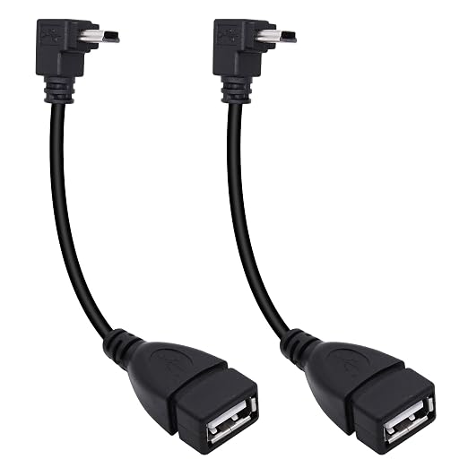 90 Degree Mini USB to USB A OTG Adapter Cable 5.5in Up Angle Mini USB 5-Pin by Xilaghy