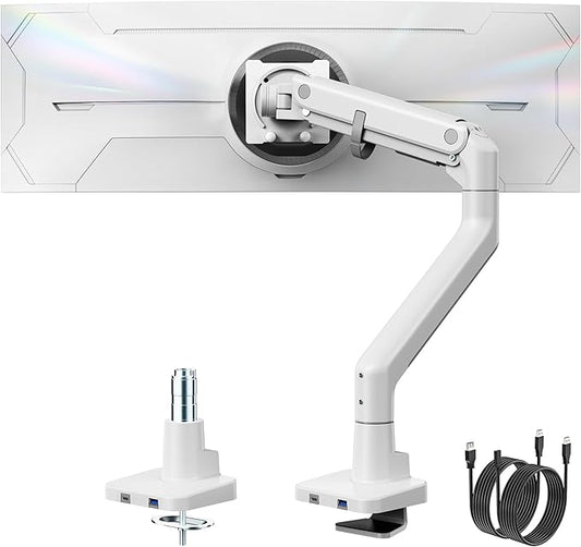 monTEK Single Monitor Arm with USB A/C, Ultrawide Monitor Stand by monTEK
