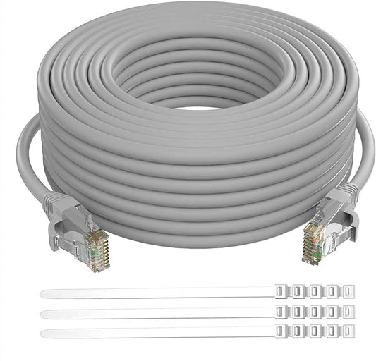 Adoreen Cat 6 Ethernet Cable 75 Ft-Gray, Outdoor & Indoor Snagless Long Round by Adoreen
