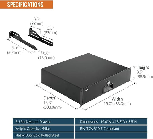Tecmojo 2U Rack Drawer, Rack Mount Drawer - Image 2