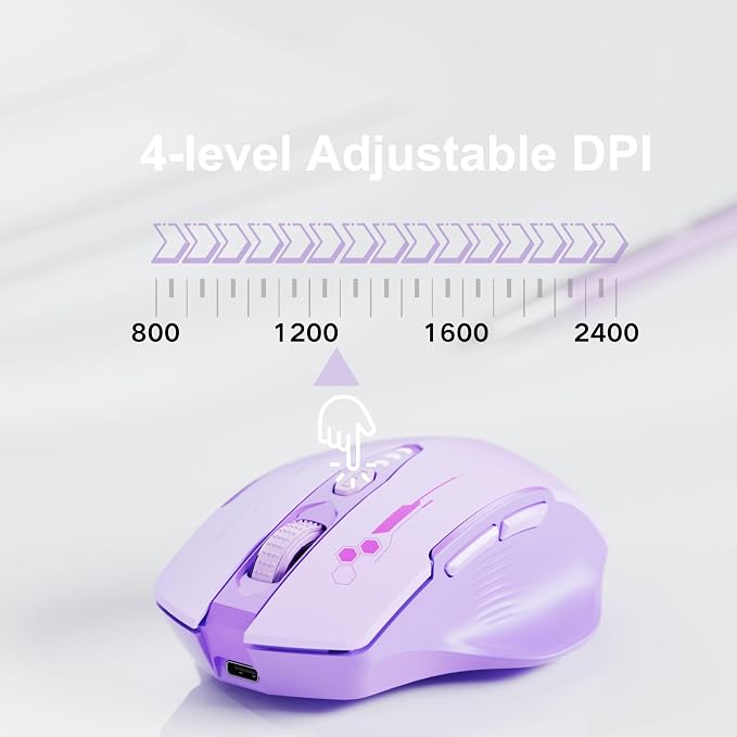 Bluetooth Mouse, Visible Battery Level, Tri-Mode Rechargeable Ergonomic Mouse - Image 4