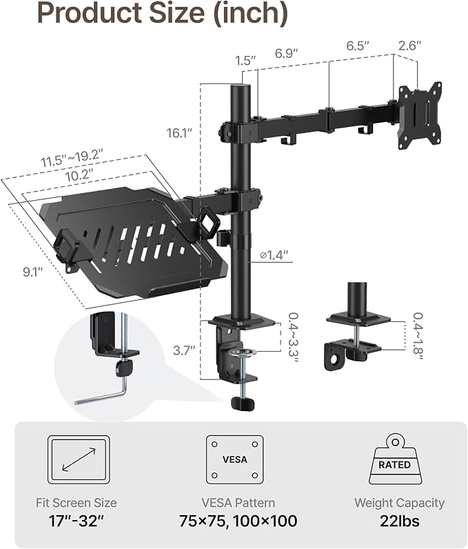 monTEK Monitor Mount and Laptop Stand - Image 2