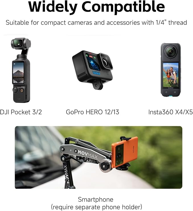Movmax Blade Arm for DJI Pocket 3, Insta 360, and GoPro Hero 12 Cameras - Image 2
