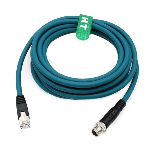 M12 Ethernet 8 Pin X Coded RJ45 CAT7e GigE Cable by HangTonConnect