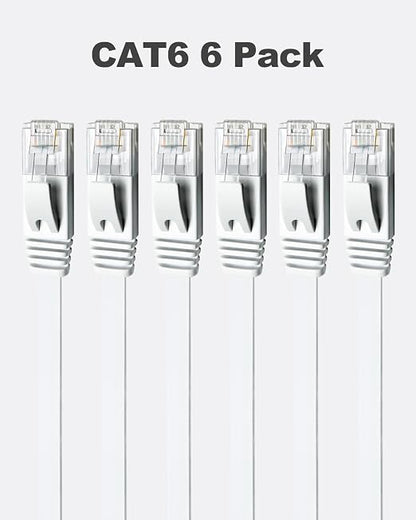 Yauhody CAT 6 Ethernet Cable 3ft 6-Pack White, High Speed Solid Flat CAT6 - Image 8