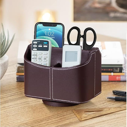 Fanousy 360° Rotating Remote Control Holder, PU Leather TV Remote Caddy - Image 3