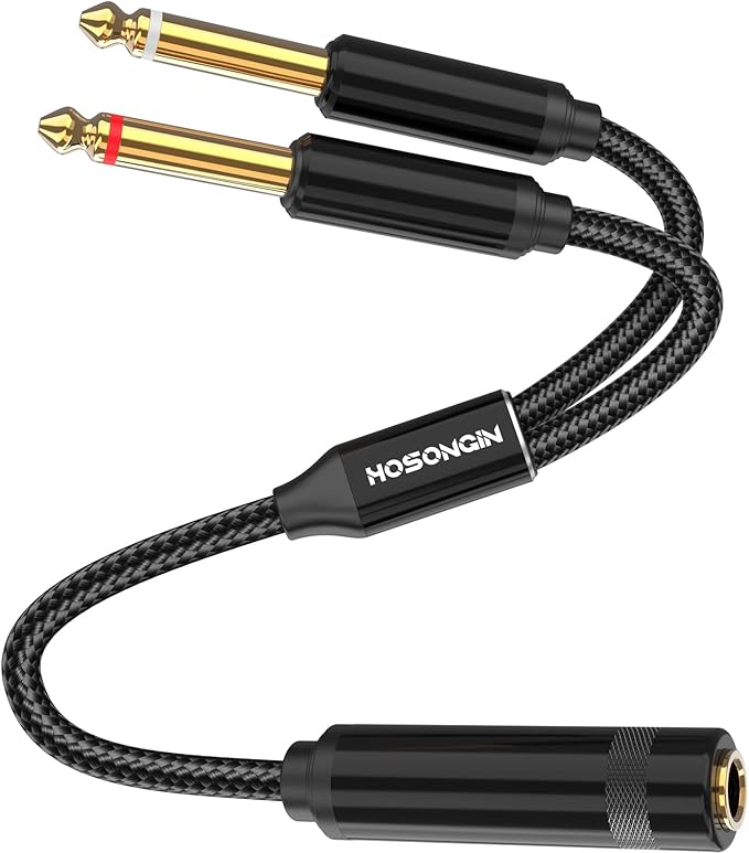 HOSONGIN 1/4 TRS Stereo Jack to Dual 1/4 TS Mono Y-Splitter Insert Cable by HOSONGIN