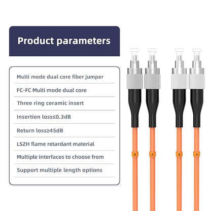 FC/UPC to FC/UPC Fiber Patch Cable, 40M/131.2FT OM1 Multimode Duplex 62.5/125µm - Image 4
