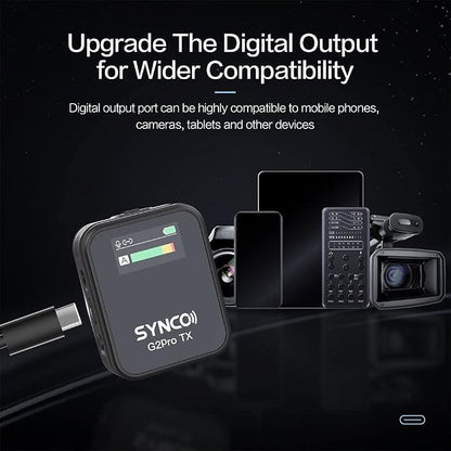SYNCO G2A2 Pro Microphone, Wireless Lavalier Microphone, 200m Range, 8 Hours - Image 7