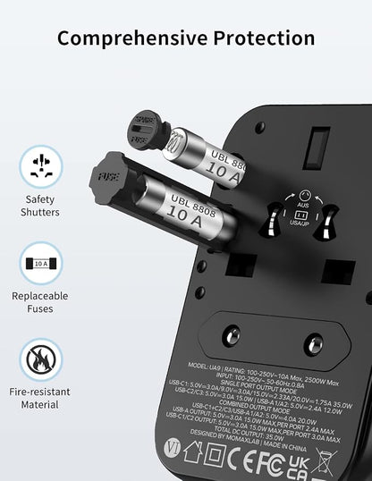 MOMAX Universal Travel Adapter, PD 35W Fast International Power Adapter - Image 7
