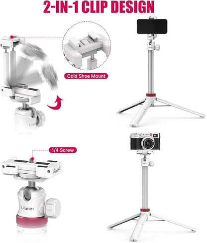 ULANZI MT-44 Extendable Phone Tripod, 360° Ball Head Camera Tripod - Image 2