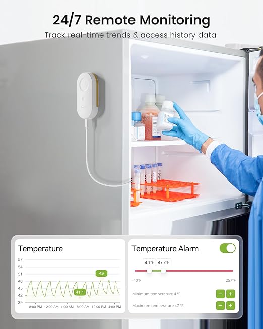 MOCREO WiFi Refrigerator Thermometer, Remote Email & App Alert, 2 Years Data - Image 4