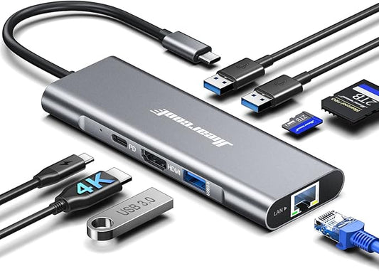 Hiearcool USB C Hub Ethernet, 4K@60 USB-C to HDMI Hub, 8in1 Multi-Port USBC by Hiearcool