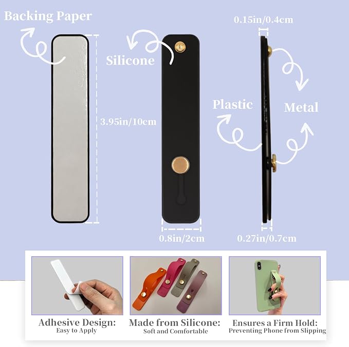 Slim Phone Handle Holder Grip for Hand, Silicone Cellphone Finger Grip Ring - Image 3