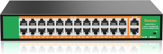24 Port PoE Switch with 2 Gigabit Ethernet Uplink Port, Support IEEE802.3af/at by ReiduboSecurityPoECameraSwitch