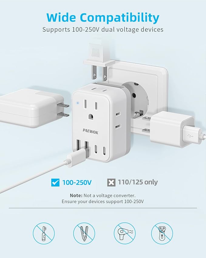 International Power Adapter Set, US to Worldwide Universal Travel Adapter- 4 AC - Image 5