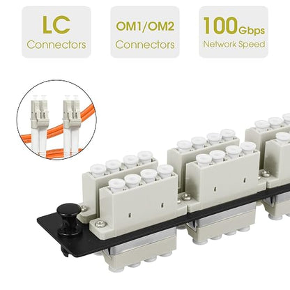 LC/MM Fiber Patch Panel, 6 Multimode Gray 4 Channels LC Adapters, 24 Fiber Ports - Image 2