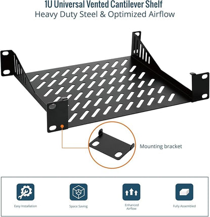 Tecmojo 1U Rack Mount Shelf for 10" Server Rack, 7.87" Deep Vented Cantilever - Image 6