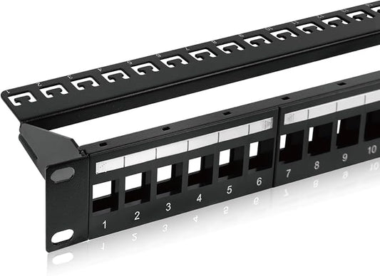 Tecmojo UL Listed 1U 24-Port Blank Keystone Patch Panel, Unshielded UTP by Tecmojo