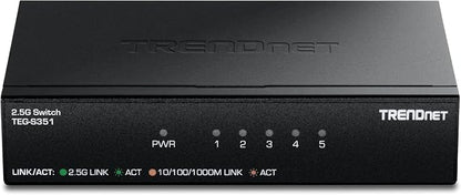 TRENDnet 5-Port 2.5Gb Switch, 5 x 2.5G RJ45 Ports, 25Gbps Switching Capacity by TRENDnet