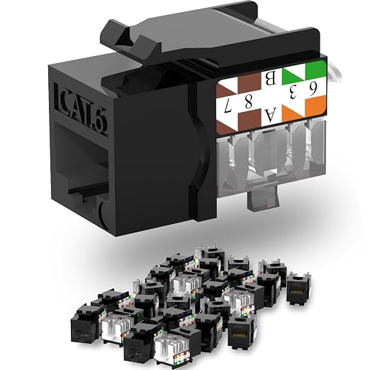 Keystone Jack Cat6 Slim 25 Pack, Cat6 Keystone Jacks 90 Degree, RJ45 Keystone by Lysymixs
