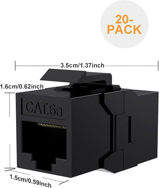 20 Pack CAT6A RJ45 Keystone Couplers, Ethernet Keystone Jack Female to Female - Image 2