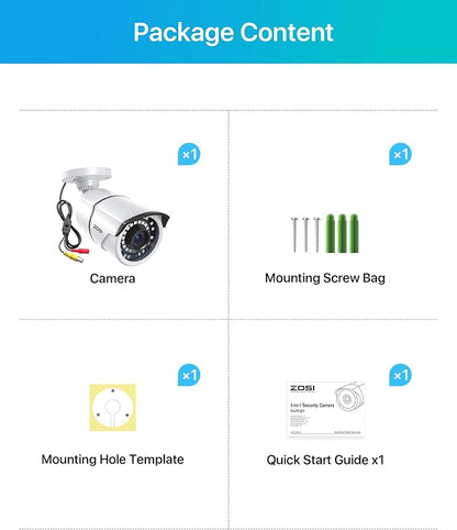 ZOSI 2MP 1080p Security Camera, 4-in-1 TVI/CVI/AHD/CVBS Surveillance Bullet - Image 9